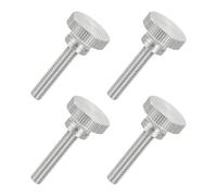 sourcing map 4 PCS M6 x 30mm Flat Knurled Head Thumb Screws,304 Stainless Steel Fully Threaded Thumbscrew Bolts Fasteners for Lighting Household Appliances Electronic Equipment