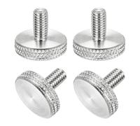 sourcing map 4 Pcs M6x12mm Flat Head Knurled Thumb Screws, 304 Stainless Steel Fully Threaded Thumbscrew Bolts Fasteners for PC Computer Cases Graphics Card, Silver