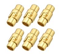 sourcing map 4 Pcs Magnetic Clasps, 0.20" Leather Cord End Caps Magnetic Bracelet Clasps and Closures for Jewelry Making DIY Bracelet Closures, Gold
