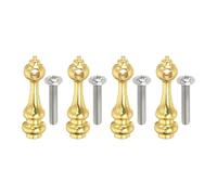 sourcing map 4 Pcs Metal Gallery Rail Post, Shelf Rail Connector with Screws, Glass Railing Post End Caps for Gallery, Shelves, Cabinets, Cart Spindles, Gold