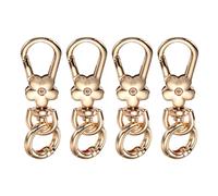 sourcing map 4 Pcs Metal Keychain Clip Swivel Lobster Claw Clasp Quick Release Key Ring Detachable Double Opening Snap Hooks for Jewelry Making Crafts Backpack Bag Lanyard, Light Gold