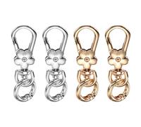 sourcing map 4 Pcs Metal Keychain Clip Swivel Lobster Claw Clasp Quick Release Key Ring Detachable Double Opening Snap Hooks for Jewelry Making Crafts Backpack Bag Lanyard, Light Gold/White