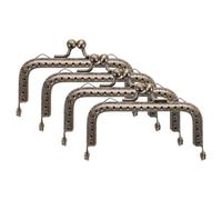 sourcing map 4 Pcs Metal Purse Frame, 8.5cm/3.3" Retro Rectangle Kiss Lock Clasp Frame Embossed for Purse Making, Handled Bag, Coin Bag Clutch Bag, Frame Hardware Replacements (Bronze)