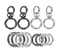 sourcing map 4 Pcs Metal Swivel Clasps Key Chain O Ring Keyrings Round Spring Snap Keychain Hook Clip for Chains Extender DIY Handicrafts Keys Lanyards Jewelry Findings, Silver Tone/Gun Black