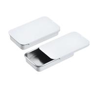 sourcing map 4 Pcs Metal Tin Box Container, 2.4x1.3x0.4 Inch Slide Top Tin Containers Empty Rectangular Storage Box Portable Mini Tin Case for Candy Cosmetic Crafts, White