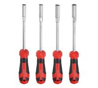 sourcing map 4 Pcs Metric Nut Driver 7mm/8mm/9mm/10mm CR-V Non-Magnetic Tip Hollow Shafts Hex Socket Screwdriver with Anti-Slip Handle for Automobile Repair Bit Driver, Brown