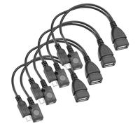sourcing map 4 Pcs Micro USB to USB Adapter Female Adapter Replacement OTG Cable with Power Adapter for Host Devices, Black