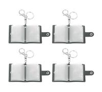 sourcing map 4 Pcs Mini Photo Keychain Custom Keychain Personalized Leather Photo Album Keychains with 20 Pictures DIY Small Memory Key Ring Picture Book for Family, Black