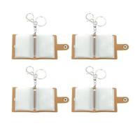 sourcing map 4 Pcs Mini Photo Keychain Custom Keychain Personalized Leather Photo Album Keychains with 20 Pictures DIY Small Memory Key Ring Picture Book for Family, Coffee