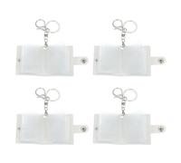 sourcing map 4 Pcs Mini Photo Keychain Custom Keychain Personalized Leather Photo Album Keychains with 20 Pictures DIY Small Memory Key Ring Picture Book for Family, White