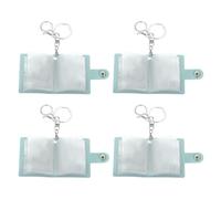 sourcing map 4 Pcs Mini Photo Keychain Custom Keychain with Pictures Personalized Leather Mini Photo Album Keychain with 20 Pictures DIY Small Memory Key Ring Picture Book for Family, Blue