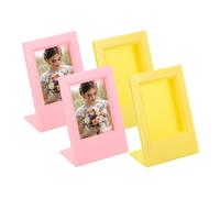 sourcing map 4 Pcs Mini Picture Frames 3.8 x 2.7 Inch Rectangle Small Picture Photo Frame Holder for Tabletop Display Photos Paintings Landscape Posters Artwork, Yellow & Pink