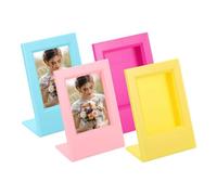 sourcing map 4 Pcs Mini Picture Frames 3.8 x 2.7 Inch Rectangle Small Picture Photo Frame Holder for Tabletop Display Photos Paintings Landscape Posters Artwork, Blue/Red/ & Yellow/Pink