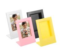 sourcing map 4 Pcs Mini Picture Frames 3.8 x 2.7 Inch Rectangle Small Picture Photo Frame Holder for Tabletop Display Photos Paintings Landscape Posters Artwork, Black/White & Yellow/Pink