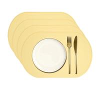 sourcing map 4 Pcs Oval Silicone Placemat, 15.4" x 10.4" Non-Slip Washable Table Placemats Heat Resistant Waterproof Mat with High Edge for Table Kitchen Desk Protection, Yellow