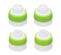 sourcing map 4 Pcs Piping Tip Coupler, Plastic 3 and 1 Color Couplers Icing Frosting Piping Bag Reusable Russian Flower Mouth Cake Baker Decor Tools Kit for Nozzles Pastry Cupcake Tips, Green