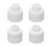 sourcing map 4 Pcs Piping Tip Coupler, Plastic 3 and 1 Color Couplers Icing Frosting Piping Bag Reusable Russian Flower Mouth Cake Baker Decor Tools Kit for Nozzles Pastry Cupcake Tips, White