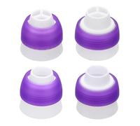 sourcing map 4 Pcs Piping Tip Coupler, Plastic 3 and 1 Color Couplers Icing Frosting Piping Bag Reusable Cake Baker Decor Tools Kit for Pastry Cupcake Tips Russian Flower Mouth Nozzles, Purple