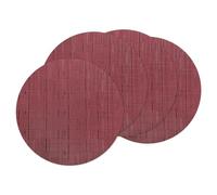 sourcing map 4 Pcs Placemats, 13.7 Inch PVC Placemats Round Braided Place Mats Non-Slip Heat Resistant Place Mats Washable Table Mats for Dining Table Bamboo Texture Surface, Red