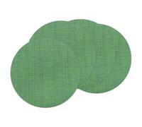sourcing map 4 Pcs Placemats, 13.7 Inch PVC Placemats Round Braided Place Mats Non-Slip Heat Resistant Place Mats Washable Table Mats for Dining Table Vertical Texture Surface, Seaweed Green