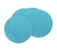 sourcing map 4 Pcs Placemats, 13.7 Inch PVC Placemats Round Braided Place Mats Non-Slip Heat Resistant Place Mats Washable Table Mats for Dining Table Bamboo Texture Surface, Blue