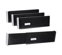 sourcing map 4 Pcs Plastic Drawer Dividers Organizer 11"-18" Adjustable Organizers Separators for Kitchen Clothes Dresser Bedroom Bathroom Storage, Black