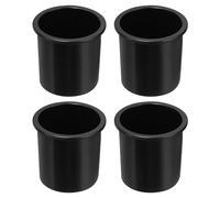 sourcing map 4 Pcs Plastic Drop-in Cup, 4.25" x 4.2" Drink Can Holder Poker Table Cup Holder Insert for Sofa Boat Car Marine, Black