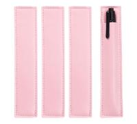 sourcing map 4 Pcs PU Leather Pen Holder Pencil Sleeve Elastic Strap Band Designed(Pink)