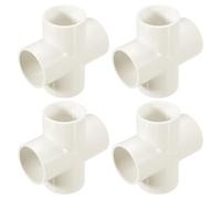 sourcing map 4 Pcs PVC Fitting, Cross 4 Way PVC 1.5" 1.6" PVC Connectors PVC Elbow PVC Pipe Fittings PVC Coupling PVC Furniture Corner Connector for DIY Garden Support Structure, White