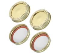 sourcing map 4 Pcs Regular Mason Jar Lids and Bands Set Split-type Canning Lids for Regular Mouth Mason Jar for Fermenting Pickling Meal Prep Freezing Preserving with Label, Golden(70mm)