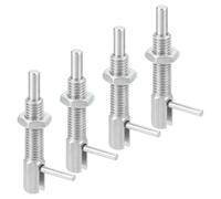 sourcing map 4 Pcs Retractable Indexing Plunger Pin, M10 l Spring Plunger Stainless Steel Spring Loaded Latch Telescopic Locking Pin with Nut for Machinery Shipbuilding