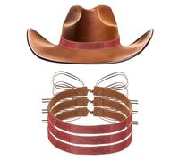 sourcing map 4 PCS Rhinestone Hat Band Cowboy Hat Bands Adjustable Western Accessories for Women Men Caps (Red)