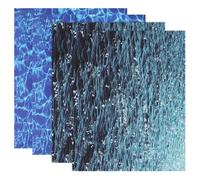 sourcing map 4 Pcs Ripple Water Sticker, Self Adhesive Artificial Water Wave Effect Stickers 11.69"x8.27" Dollhouse Wallpaper Sheets for DIY Dollhouse, Miniature Landscapes, Dark Blue,Pure Blue