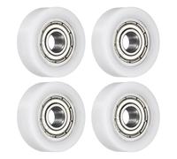 sourcing map 4 Pcs Roller Idler Bearing Pulley 4x16x5mm, Conveyor Rolling Wheel Flat Pulley with 604ZZ Bearing for Furniture Hardware Accessories (White)