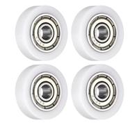 sourcing map 4 Pcs Roller Idler Bearing Pulley 4x18x5mm, Conveyor Rolling Wheel Flat Pulley with 624ZZ Bearing for Furniture Hardware Accessories (White)
