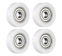 sourcing map 4 Pcs Roller Idler Bearing Pulley 5x22x7mm, Conveyor Rolling Wheel Flat Pulley with 625ZZ Bearing for Furniture Hardware Accessories (White)