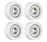 sourcing map 4 Pcs Roller Idler Bearing Pulley 6x21x8mm, Conveyor Rolling Wheel Flat Pulley with 606ZZ Bearing for Furniture Hardware Accessories (White)