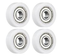 sourcing map 4 Pcs Roller Idler Bearing Pulley 6x22x8mm, Conveyor Rolling Wheel Flat Pulley with 606ZZ Bearing for Furniture Hardware Accessories (White)