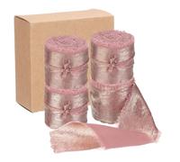 Sourcing Map 4 Pcs Rose Gold Glitter Chiffon Ribbon, 1 1/2" x5 Yard, Modern Luxe, Formal/Special Occasions