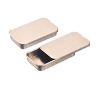 Sourcing Map 4 Pcs Rose Gold Metal Tin Box Container, 2.4x1.3x0.4 Inch Slide Top Storage Box for Small Items Organization and Protection