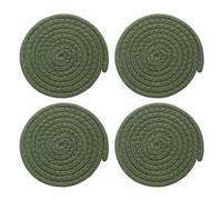 sourcing map 4 Pcs Round Braided Placemats, 5.9" Woven Placemats Kitchen Table Place Mats for Farmhouse Decor, Kitchen Countertops, Table, Home Decor (Green)