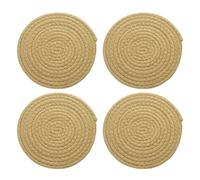 sourcing map 4 Pcs Round Braided Placemats, 7.1" Woven Placemats Kitchen Table Place Mats for Farmhouse Decor, Kitchen Countertops, Table, Home Decor (Khaki)