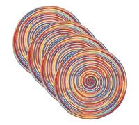 sourcing map 4 Pcs Round Woven Placemats, 11.8 Inch Braided Washable Placemat Heat Resistant Decorative Place Mat for Kitchen Dining Table Countertop, Gradient Red