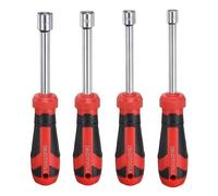 sourcing map 4 Pcs SAE Nut Driver 11/32" / 3/8" / 7/16" / 1/2" CR-V Non-Magnetic Tip Hollow Shafts Hex Socket Screwdriver with Anti-Slip Handle for Automobile Repair Bit Driver