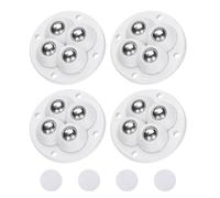 sourcing map 4 Pcs Self Adhesive Caster Wheels, 360 Degree Rotation Mini Caster Swivel Rollers Universal Sticky Swivel Wheels for Furniture Storage Bins Trash Can (White, 4 Steel Rolling Ball)