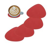 sourcing map 4 Pcs Silicone Coasters for Drinks, 5 Inch Non-Slip Protective Cup Coaster Heat Resistant Glass Cushion for Bar Kitchen Office Decor, Red
