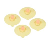 sourcing map 4 Pcs Silicone Cup Covers, 10cm/3.9 Inch Soft Silicone Cup Lids with Acrylic Knob Reusable Mug Cover Lids Anti-dust Airtight Seal for Tea Coffee Drink Glass Mug, Light Yellow