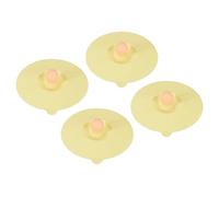 sourcing map 4 Pcs Silicone Cup Covers, 12cm/4.7 Inch Soft Silicone Cup Lids with Acrylic Knob Reusable Mug Cover Lids Anti-dust Airtight Seal for Tea Coffee Drink Glass Mug, Light Yellow