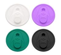 sourcing map 4 Pcs Silicone Cup Lids for Glass Cups, 2"ID 2.75"OD Reusable Drinking Can Coffee Cup Lid Covers Sealed Mug Lid Fit for 16 oz Beer Water Cups Glasses Cups, Green/Black/Purple/White