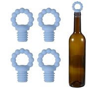 sourcing map 4 Pcs Silicone Ring Shape Wine Stopper, Reusable Wine Stoppers Airtight Leak-Proof Bottle Plug Liquor Saver with Beer Beverage Bottle Stopper for Bar Holiday Party, Light Blue